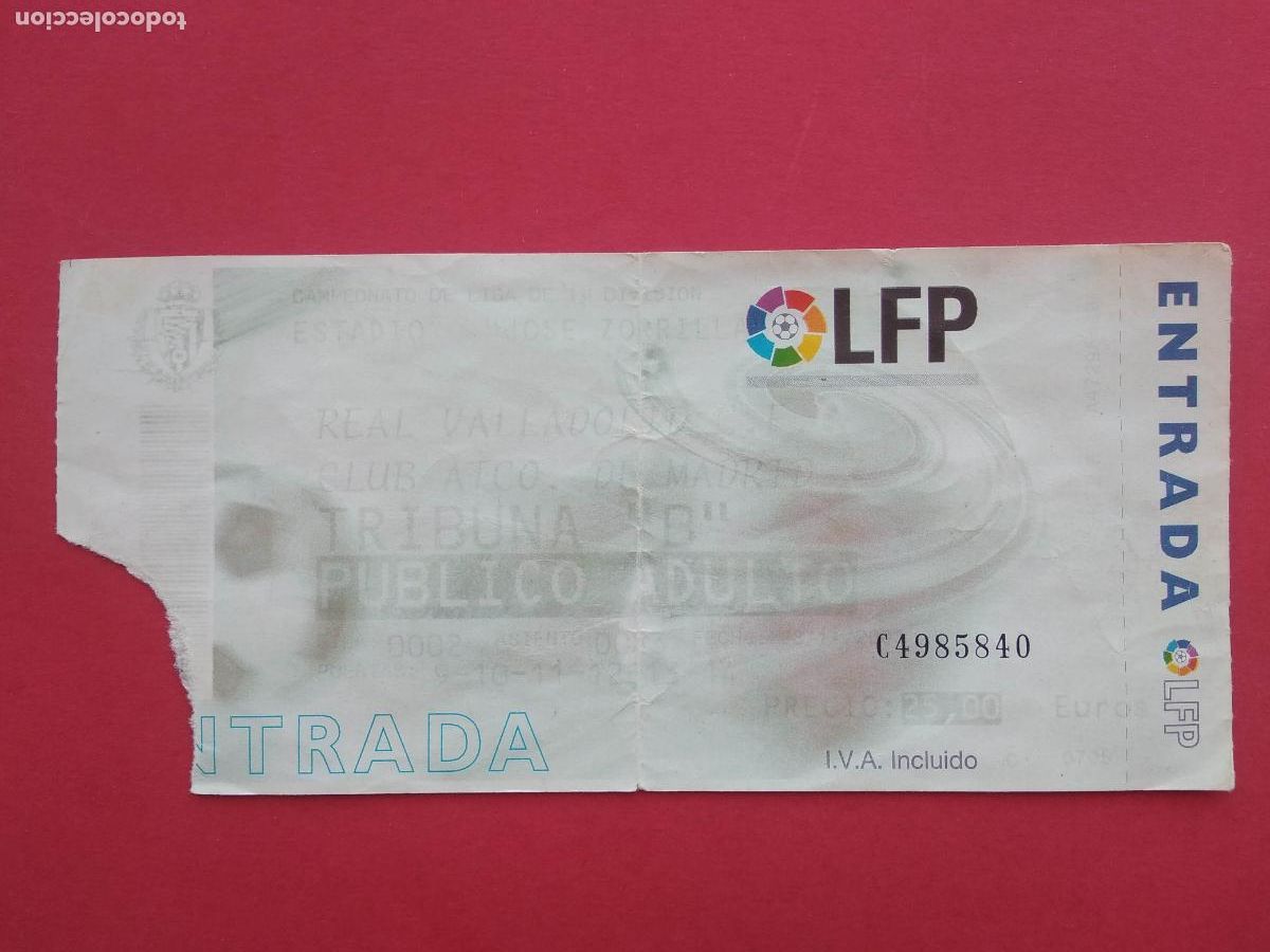 Collezionismo sportivo: ENTRADA DE FUTBOL LIGA ESTADIO JOSE ZORRILLA TEMPORADA DESCONOCIDA VALLADOLID - ATLETICO MADRID