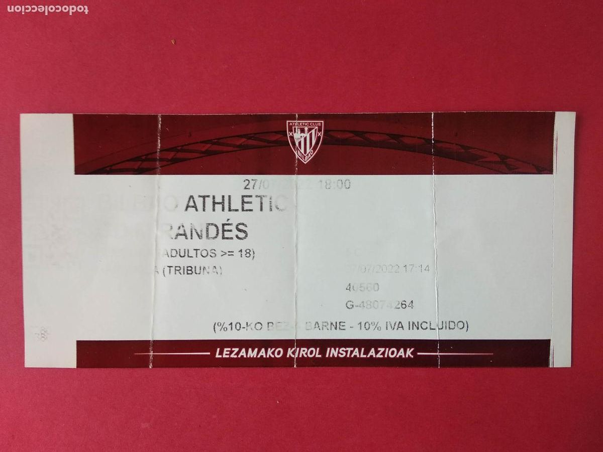 Colecionismo desportivo: ENTRADA DE FUTBOL BILBAO ATHLETIC - MIRANDES A&Ntilde;O 2022