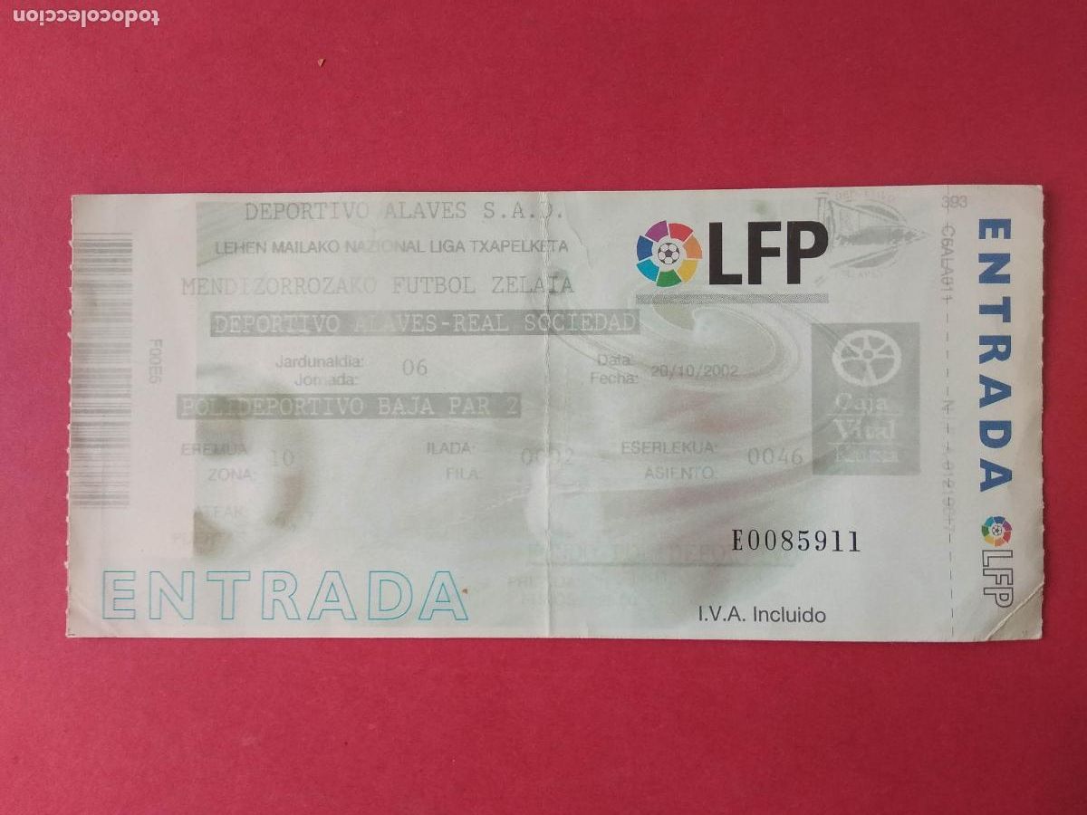Coleccionismo deportivo: ENTRADA FUTBOL LIGA ESTADIO DE MENDIZORROZA TEMPORADA 02 03 2002 2003 ALAVES - REAL SOCIEDAD