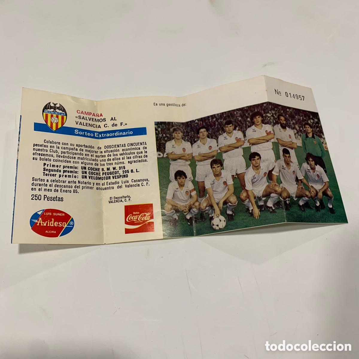 Collezionismo sportivo: boleto participacion sorteo extraordinario campa&ntilde;a salvemos al valencia cf 1984 enero 1985