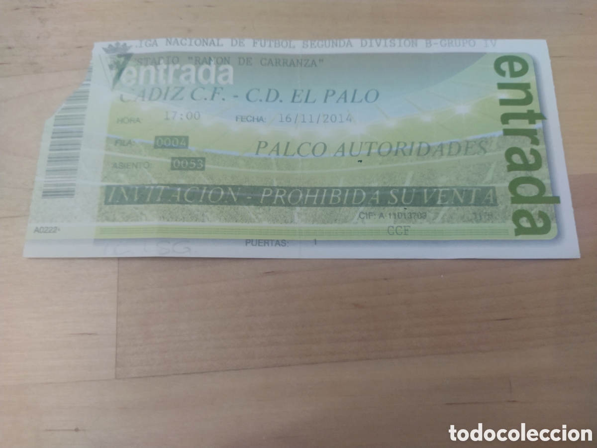 Collectionnisme sportif: ENTRADA C&Aacute;DIZ C.F. - C.D. EL PALO - TEMPORADA 2014/2015