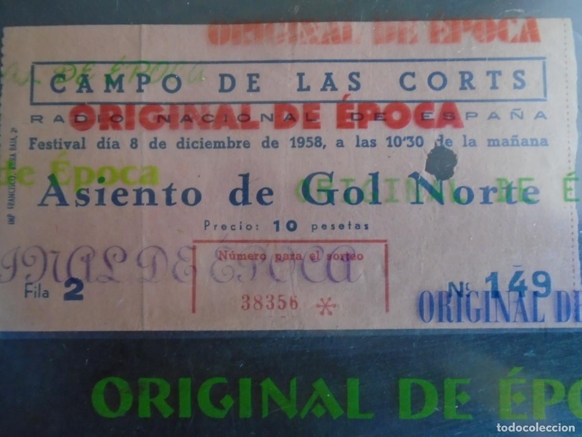 Coleccionismo deportivo: (V-1018)ENTRADA TICKET CAMPO DE LAS CORTS SECC.BENEFICA DE RADIO NACIONAL DE ESPA&Ntilde;A 8-12-1958