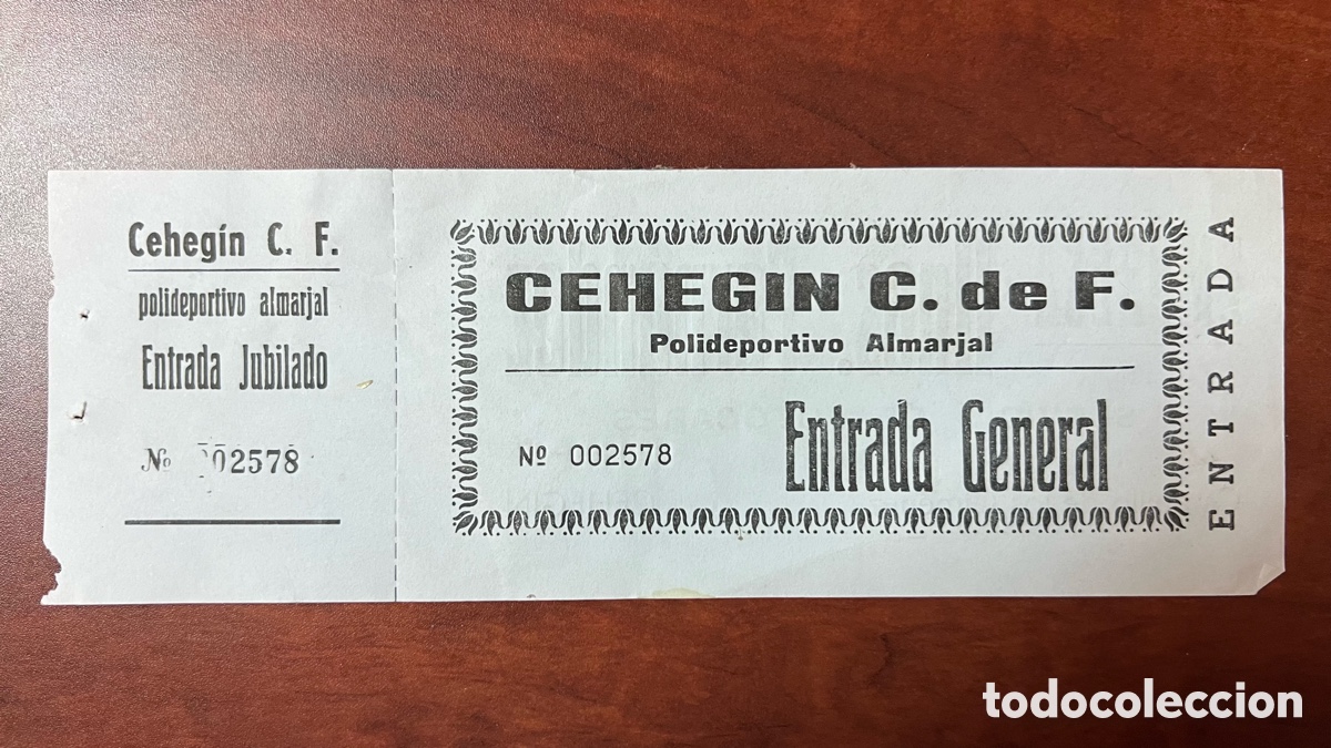 Coleccionismo deportivo: ANTIGUA ENTRA PARA FUTBOL CLUB CEHEGIN - MURCIA