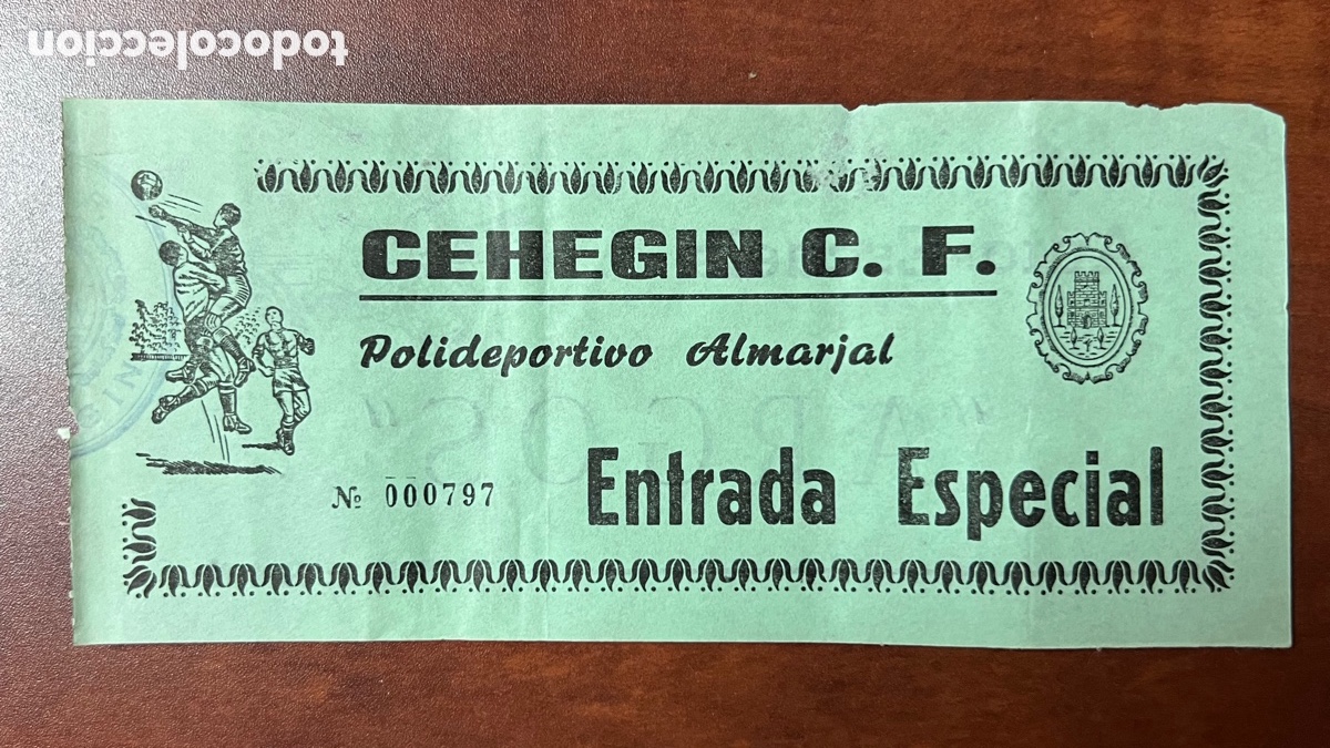 Coleccionismo deportivo: ANTIGUA ENTRA PARA FUTBOL CLUB CEHEGIN - MURCIA