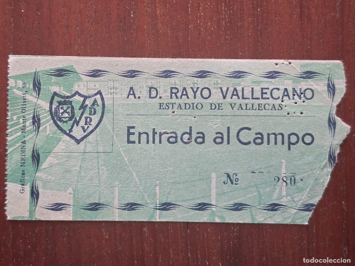 Collezionismo sportivo: Entrada de Futbol.Estadio de Vallecas.Rayo Vallecano.Publicidad Lampara Metal