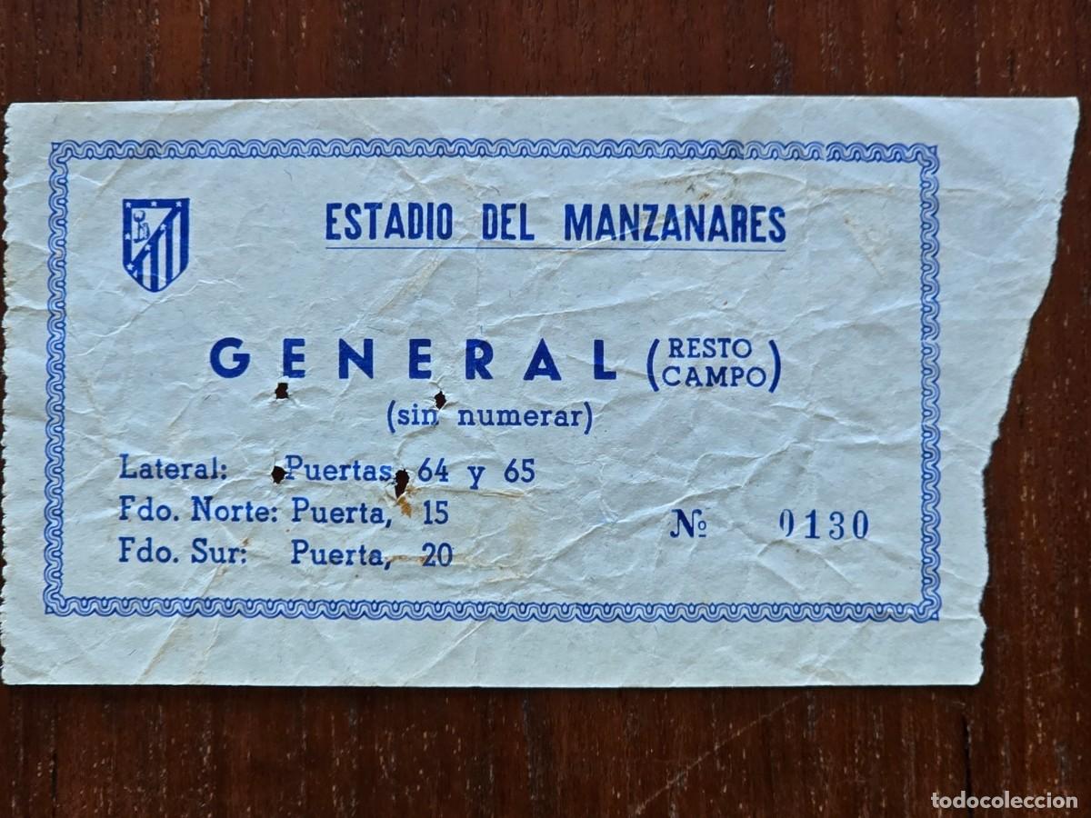 Coleccionismo deportivo: Entrada de Futbol.Estadio del Manzanares.Atletico de Madrid