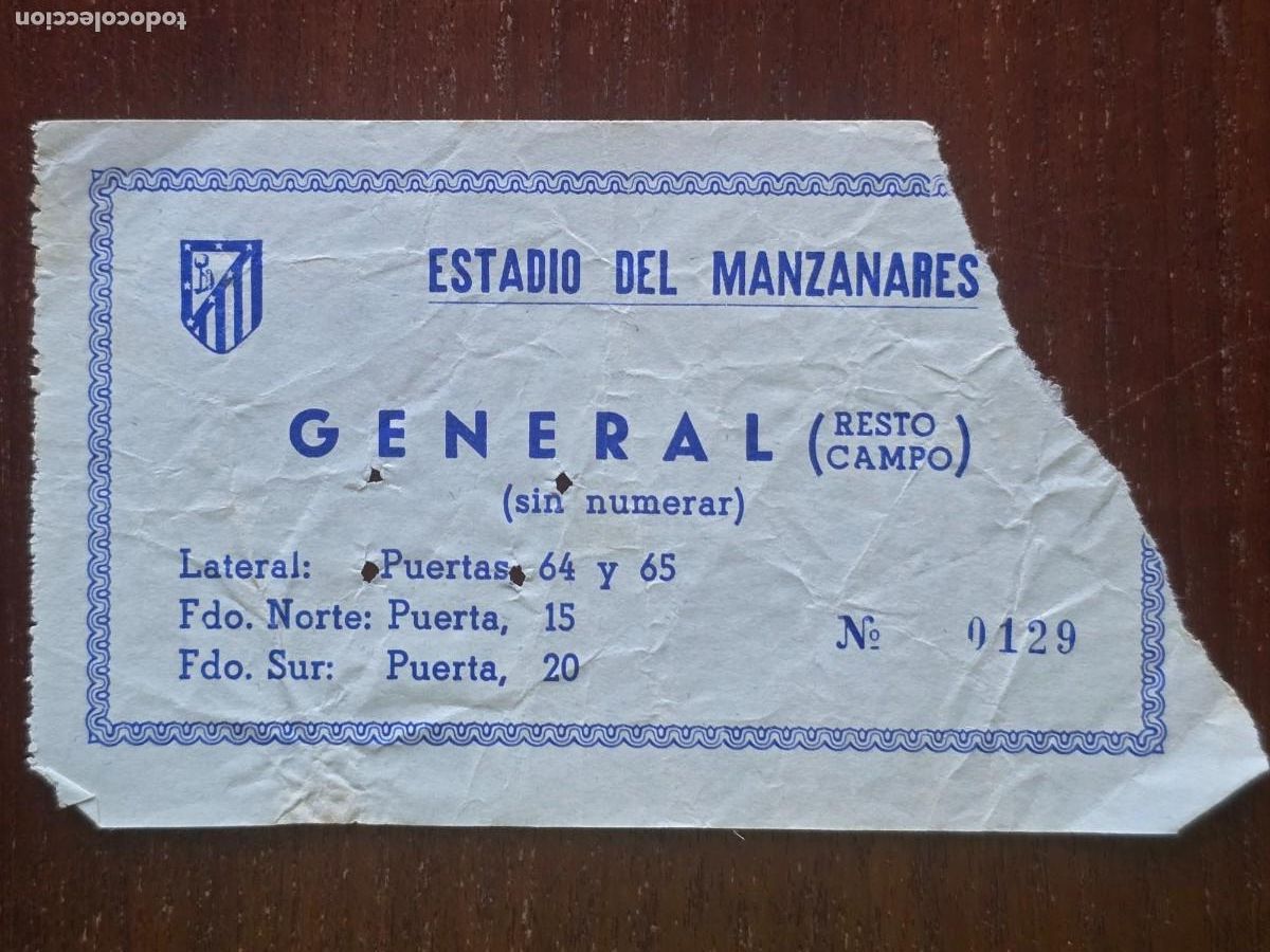 Colecionismo desportivo: Entrada de Futbol.Estadio del Manzanares.Atletico de Madrid