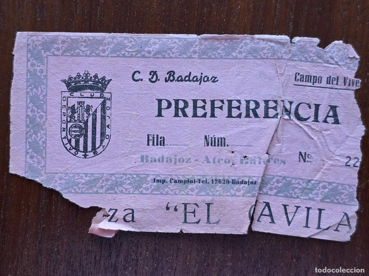 Colecionismo desportivo: Entrada de Futbol.Campo del Vivero.Badajoz