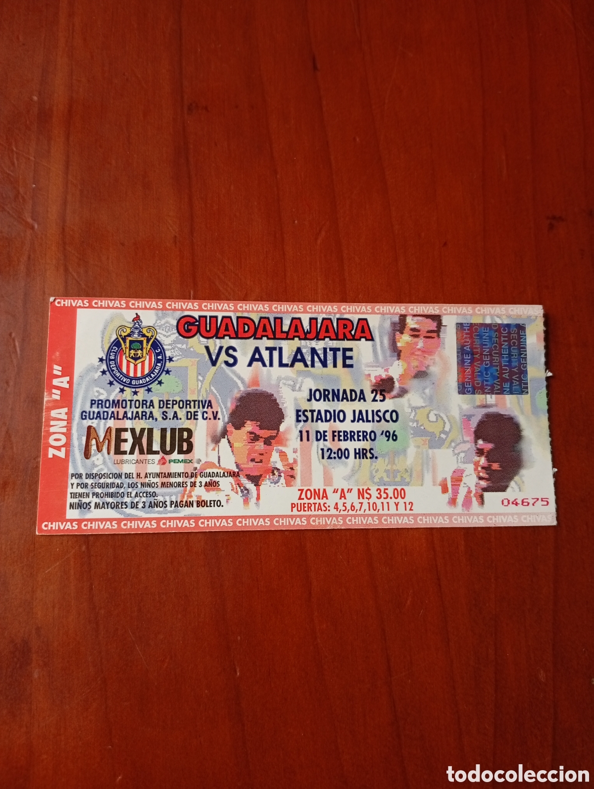 Sammelleidenschaft Sport: ENTRADA FUTBOL - GUADALAJARA - ATLANTE 1992