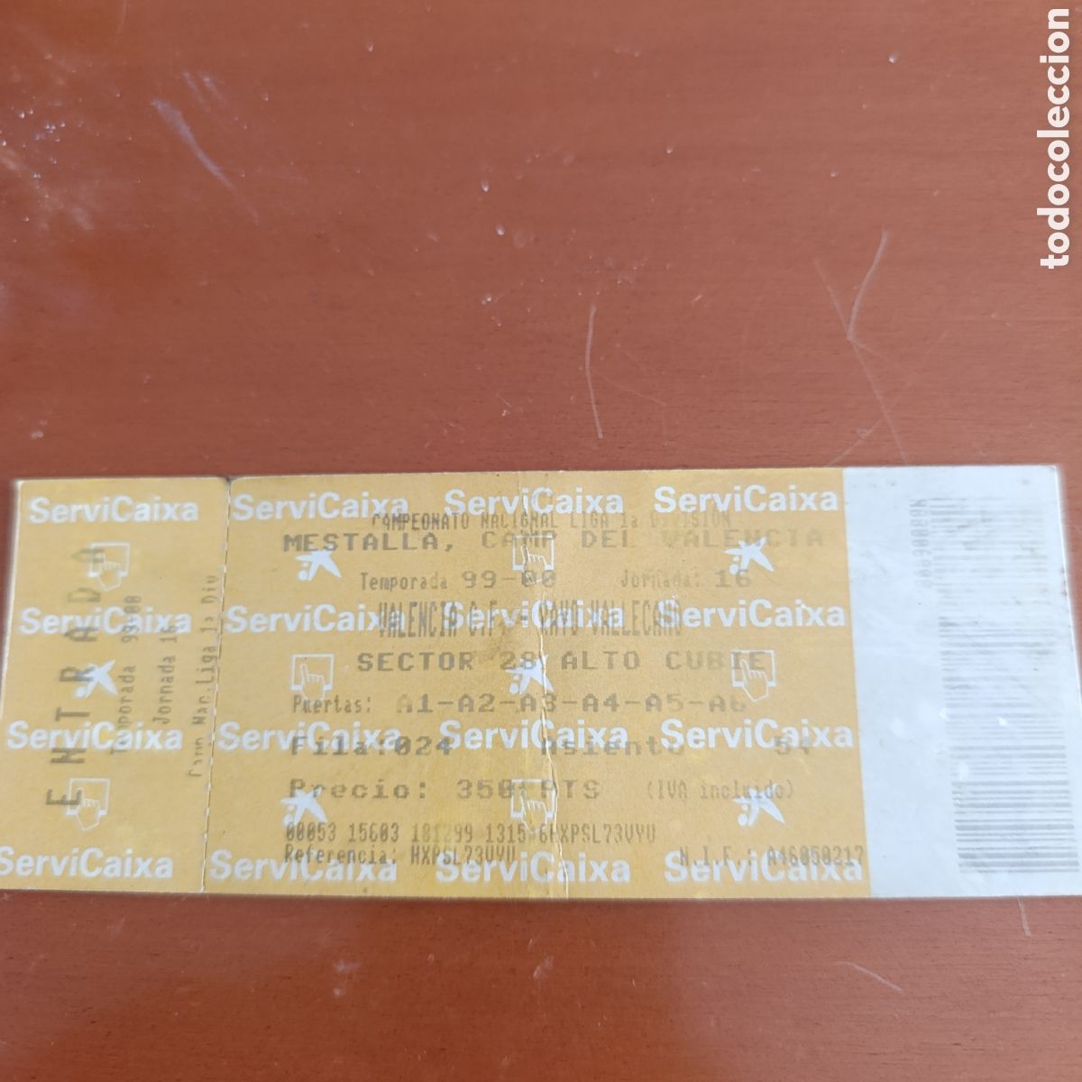 Coleccionismo deportivo: Entrada futbol,Valencia C.F - Rayo Vallecano,temporada 99/2000,Campo Mestalla