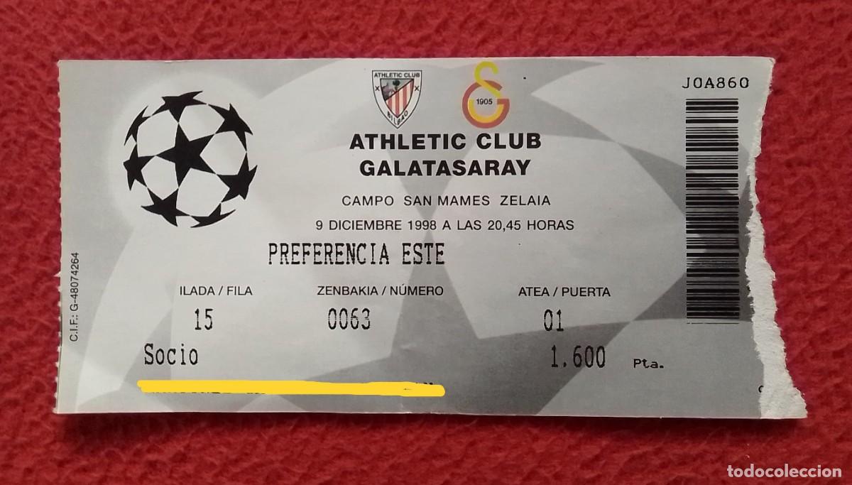 Sports collectibles: ENTRADA TICKET DE F&Uacute;TBOL 1998 UEFA CHAMPIONS LEAGUE FOOTBALL ATHLETIC CLUB BILBAO GALATASARAY TURKEY