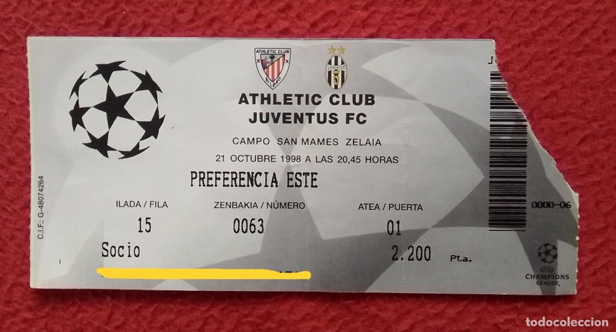 Sports collectibles: ENTRADA TICKET DE F&Uacute;TBOL 1998 UEFA CHAMPIONS LEAGUE FOOTBALL ATHLETIC CLUB BILBAO JUVENTUS TUR&Iacute;N...