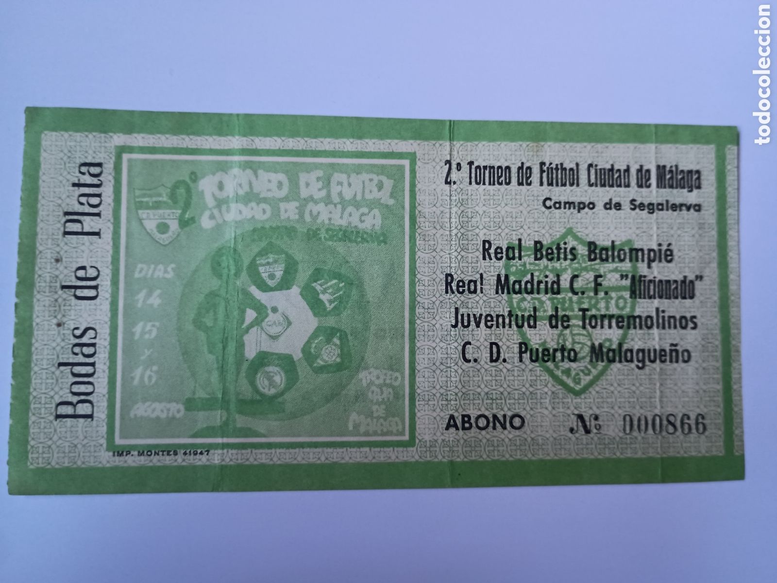 Collezionismo sportivo: Entrada Segundo torneo ciudad de M&aacute;laga Bodas plata campo Segaleeva