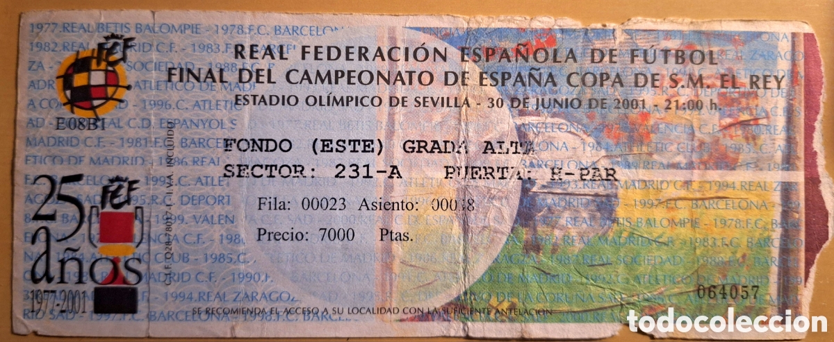 Sammelleidenschaft Sport: Entrada final de Copa del Rey 2001 Zaragoza celta de vigo