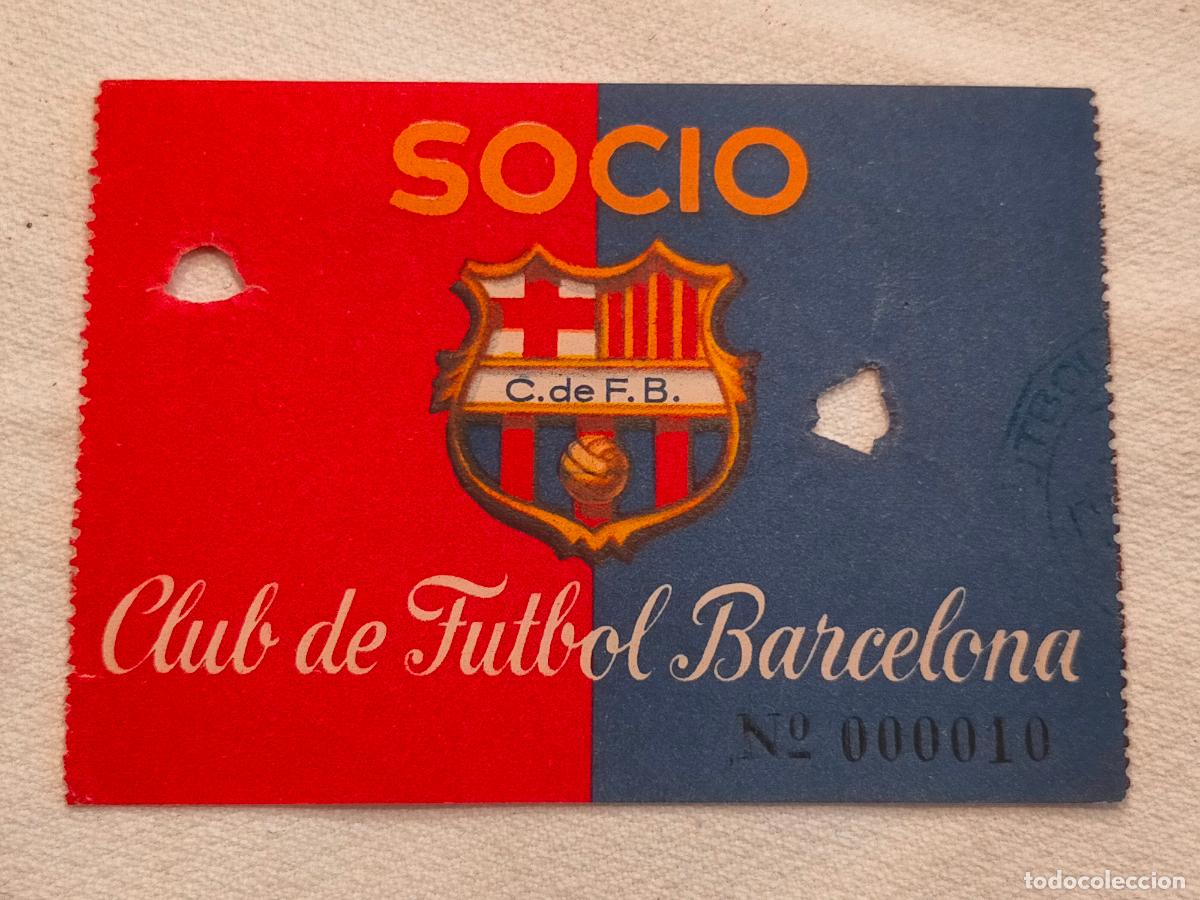 Sammelleidenschaft Sport: Socio Club de Futbol Barcelona n&ordm;000010 iberia extra-lujo entrada billete ticket a&ntilde;os 50 espanyol