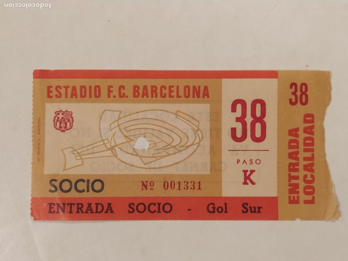 Sports collectibles: FC BARCELONA - ESTADIO DEL FUTBOL CLUB BARCELONA - ENTRADA SOCIO - GOL SUR -VER FOTOS-(114.747)