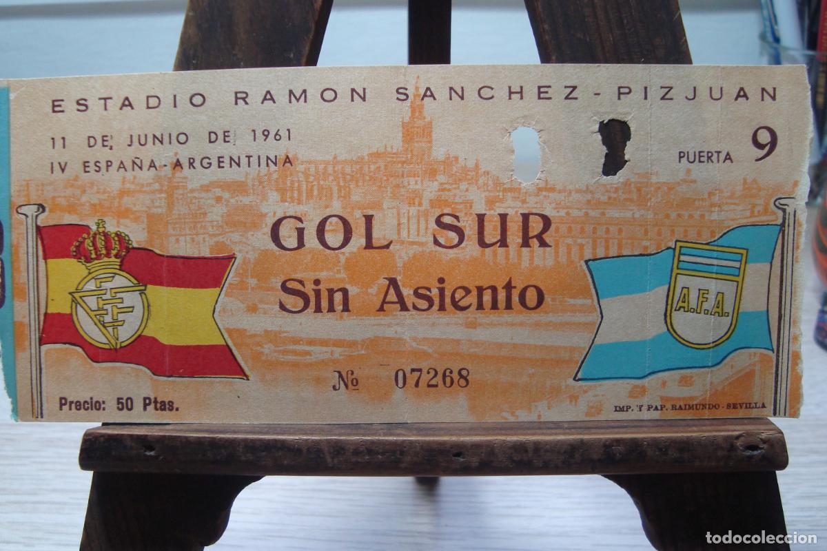 Coleccionismo deportivo: ANTIGUA ENTRADA FUTBOL TICKET ESPA&Ntilde;A - ARGENTINA. SEVILLA 1961