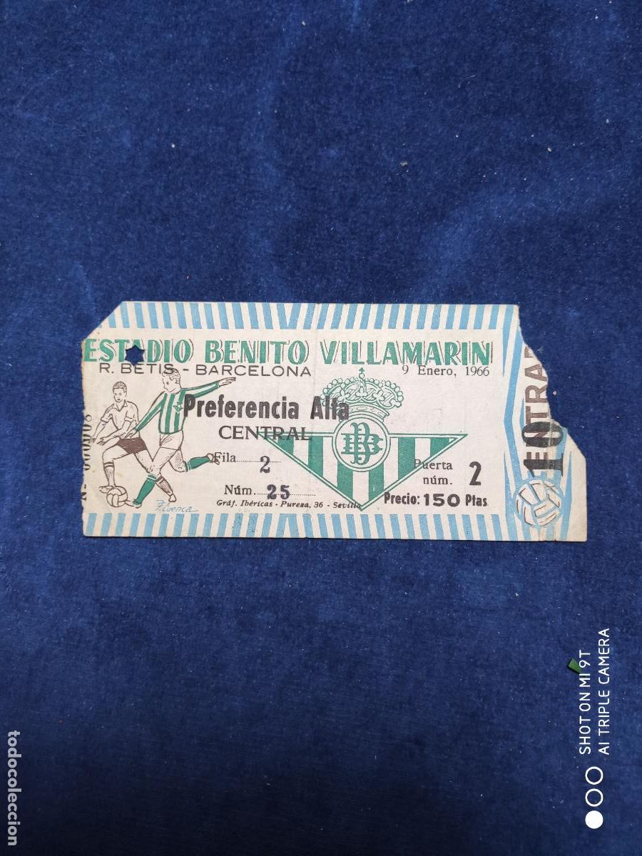 Coleccionismo deportivo: entrada benito villamarin betis vs barcelona 1966