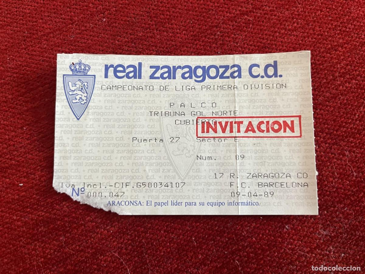 Sports collectibles: R31321 ENTRADA TICKET FUTBOL PALCO ZARAGOZA 0-0 BARCELONA LIGA TEMPORADA 1988 1989