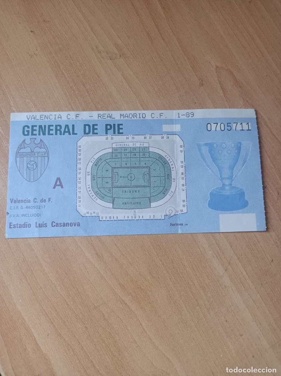 Coleccionismo deportivo: Entrada Valencia- Real Madrid, 1988-89