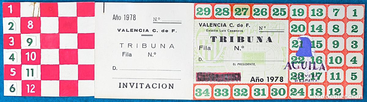 Sports collectibles: RW ENTRADA FUTBOL PASE ANUAL VALENCIA C.F A&Ntilde;O 1978 ESTADIO LUIS CASANOVA PRUEBA DE IMPRENTA EF23
