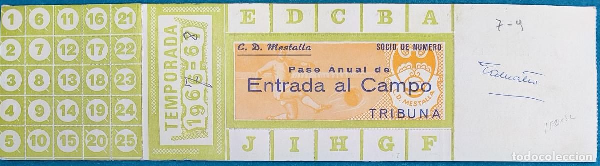 Sports collectibles: RW ENTRADA FUTBOL PASE ANUAL VALENCIA C.F A&Ntilde;O 1967 1968 CAMPO MESTALLA PRUEBA DE IMPRENTA EF26