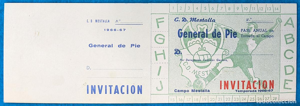Sammelleidenschaft Sport: RW ENTRADA FUTBOL PASE ANUAL VALENCIA C.F A&Ntilde;O 1966 1967 CAMPO MESTALLA PRUEBA DE IMPRENTA EF38