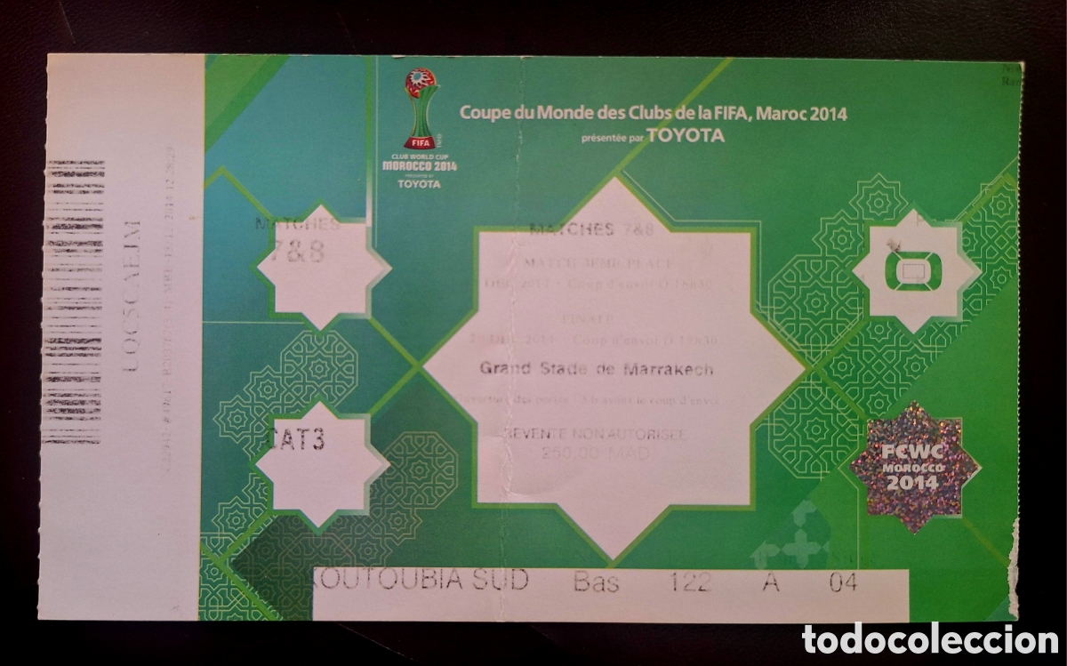 Coleccionismo deportivo: Entrada final Mundialito 2014 Real Madrid San Lorenzo de Almagro mundial clubs