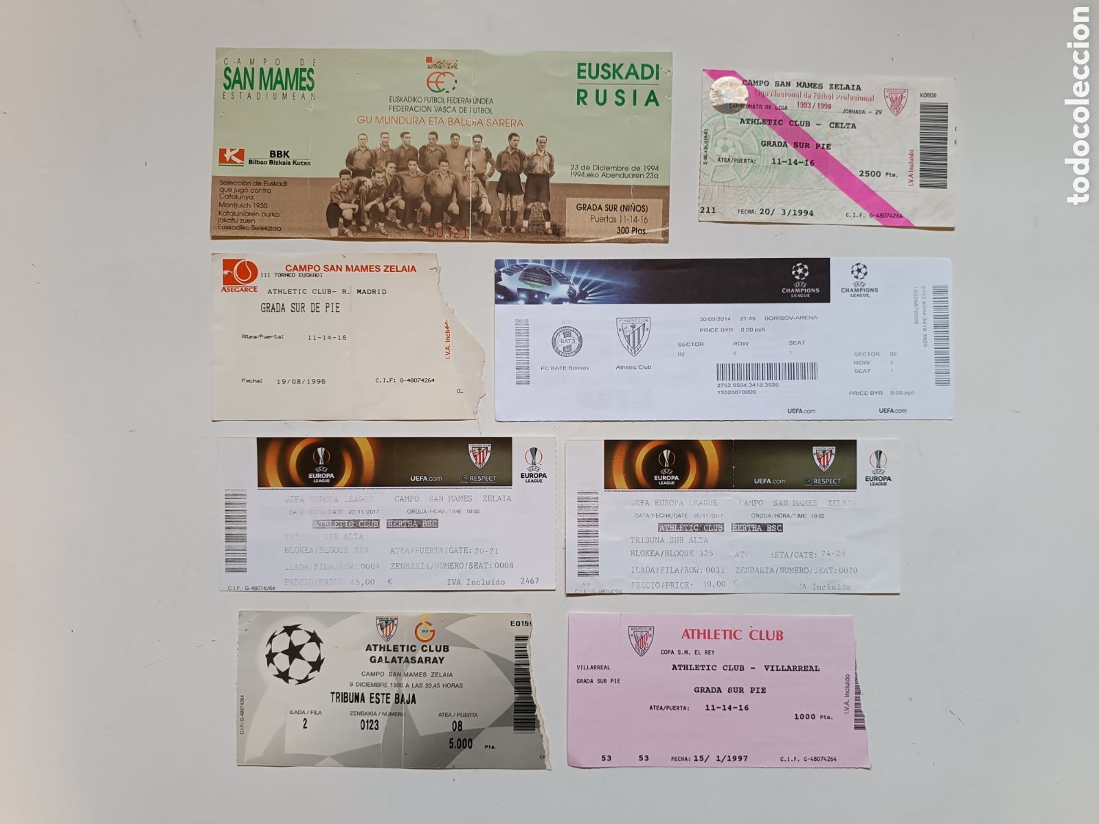 Coleccionismo deportivo: LOTE de entradas del ATHLETIC CLUB DE BILBAO + Selecci&oacute;n de EUSKADI --- UEFA, Copa, Torneo Euskadi