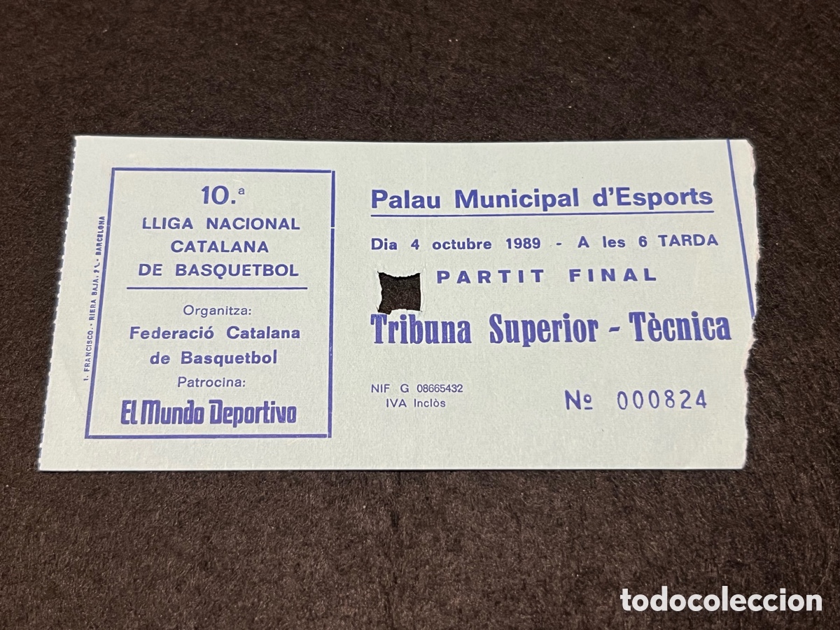 Coleccionismo deportivo: ENTRADA FC BARCELONA GRUPO IFA GRANOLLERS FINAL LLIGA CATALANA 1989 BALONCESTO B&Aacute;SQUET