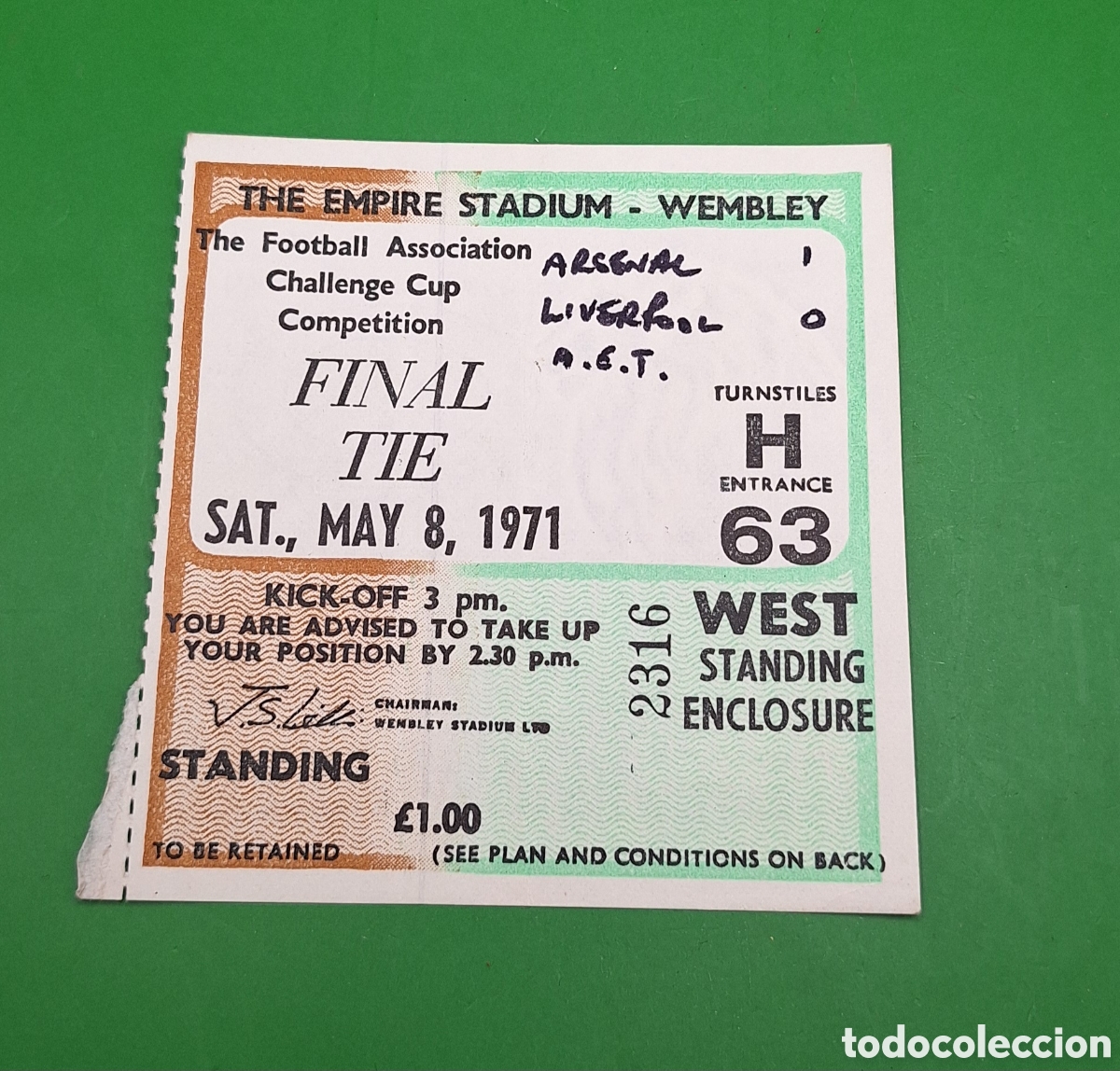 Collectionnisme sportif: Entrada Final F.A Cup - Arsenal - Liverpool - 1971 -