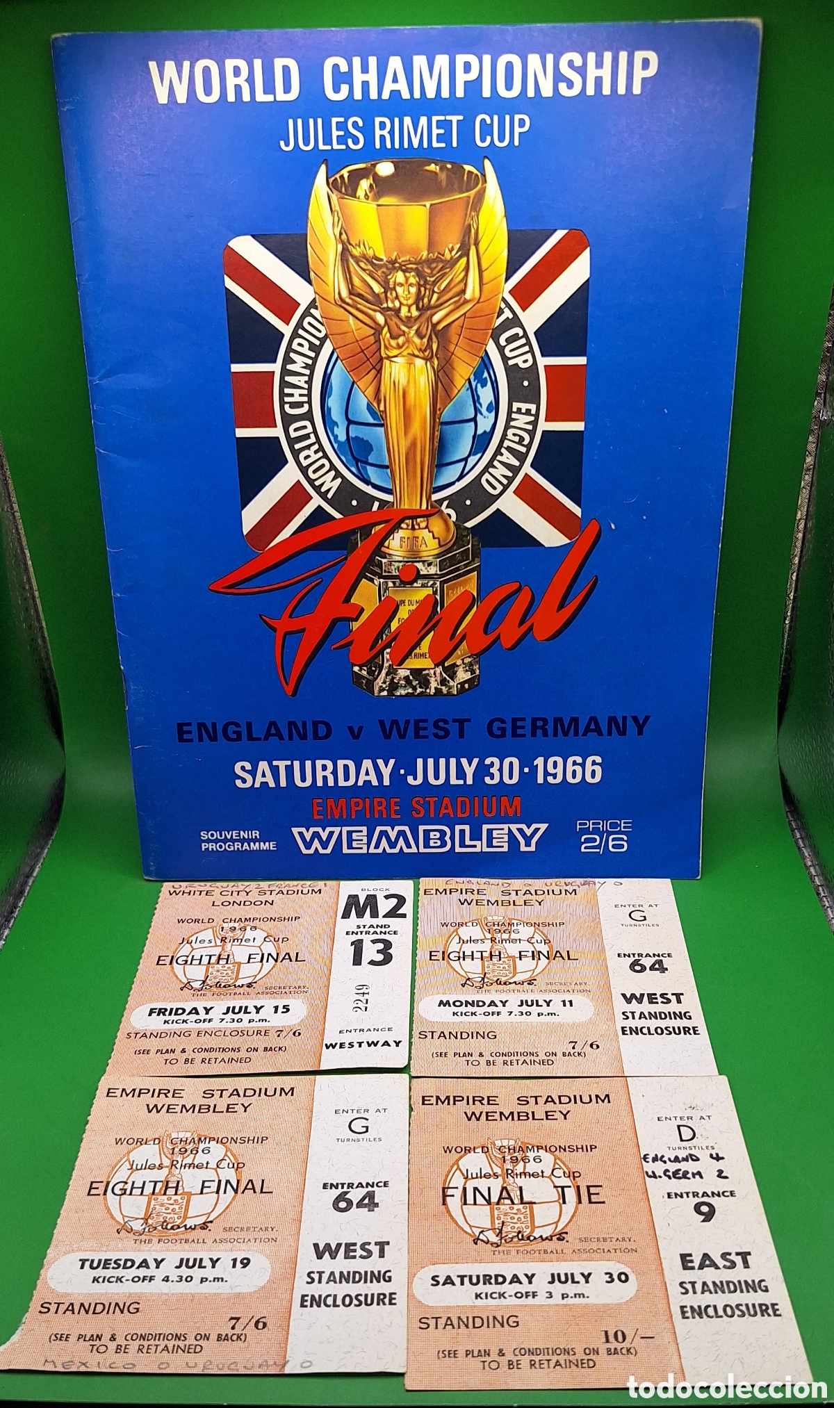 Coleccionismo deportivo: Programa y 4 Entradas Final Copa Jules Rimet - Copa del Mundo 1966 - England - West Germany -