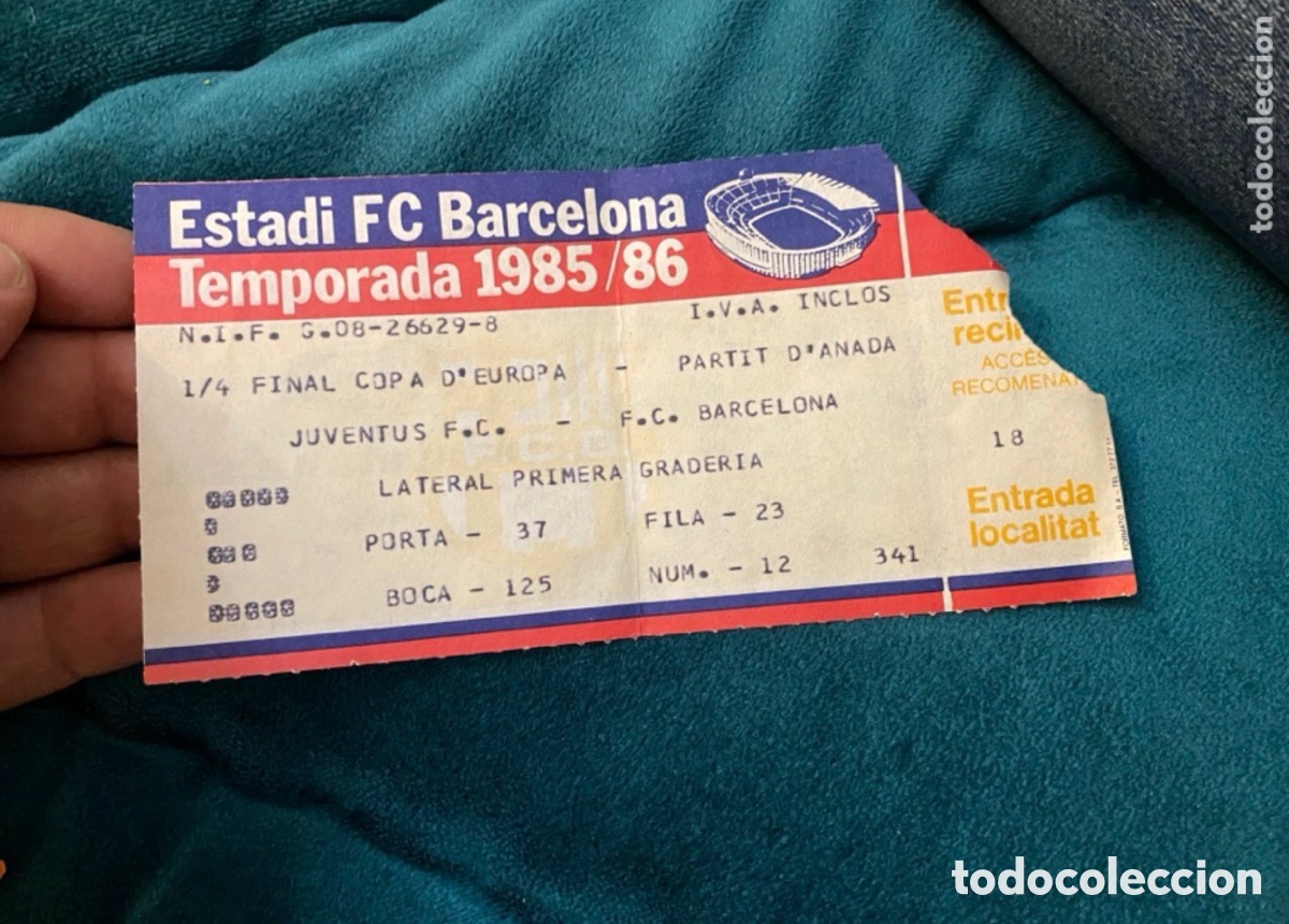 Sammelleidenschaft Sport: Entrada de Futbol 1/4 Final Copa De Europa Juventus FC - FC Barcelona 1985/86