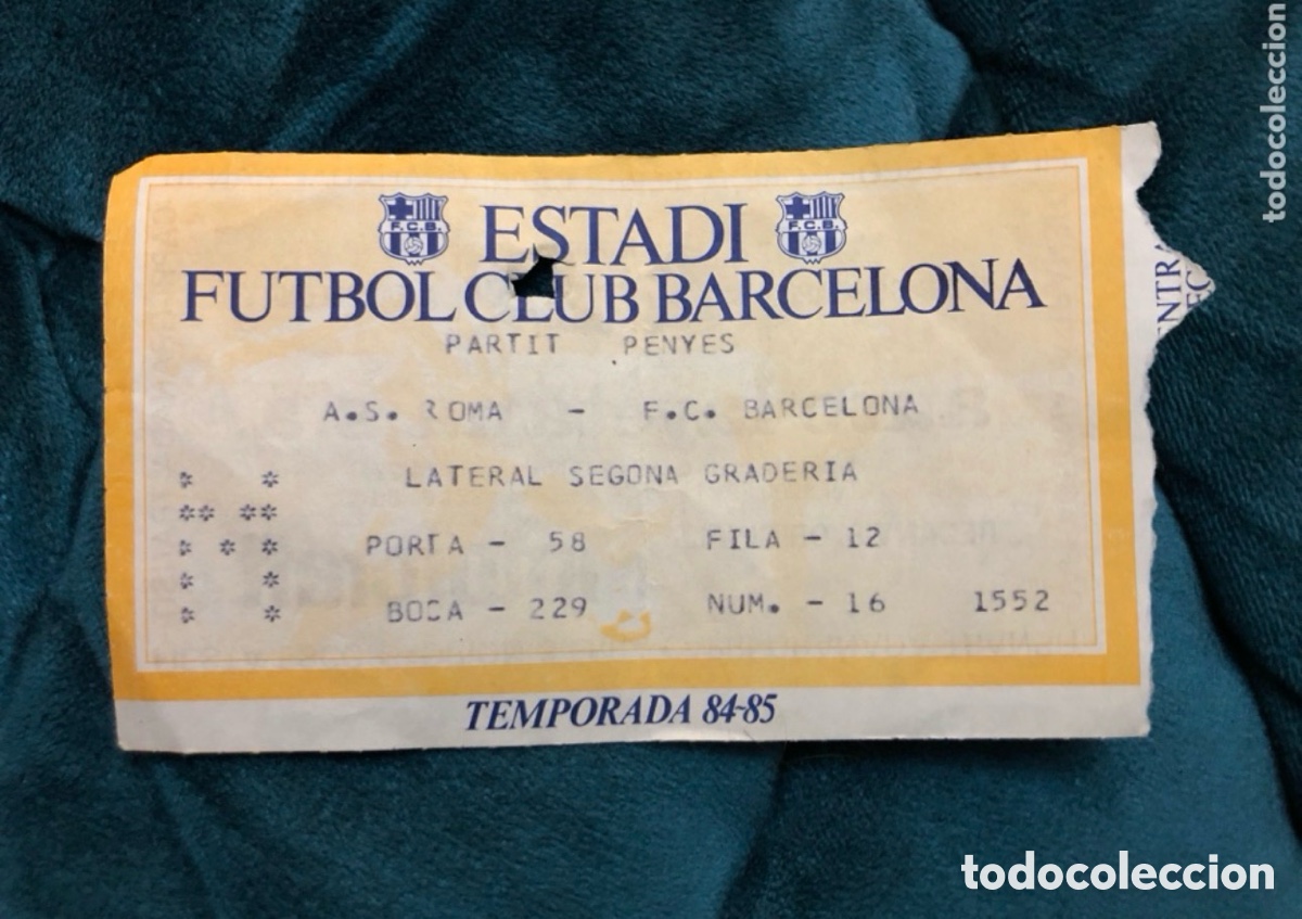 Sammelleidenschaft Sport: entrada del partido Roma f.c. Barcelona 9 de junio de 1985 partit homenatge penyes