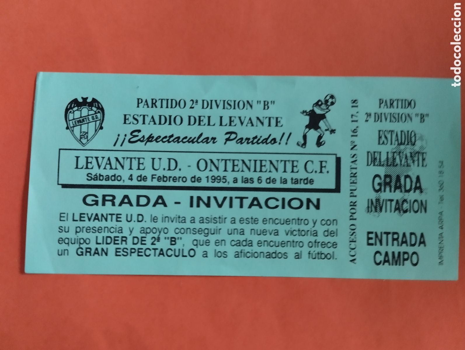 Coleccionismo deportivo: ENTRADA DE FUTBOL. LEVANTE U.D. ONTENIENTE C.F. 1995