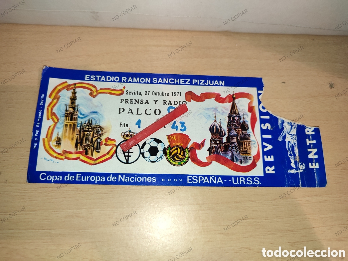 Coleccionismo deportivo: Entrada Espa&ntilde;a Urss 1971 copa europa de naciones