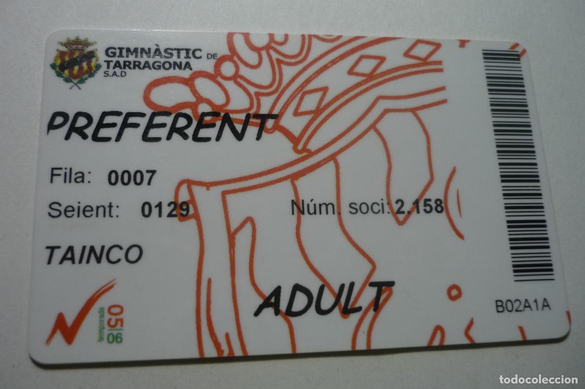 Coleccionismo deportivo: carnet futbol plastificado gimnastic tarragona
