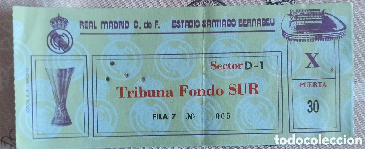 Coleccionismo deportivo: Entrada ticket futbol real madrid borussia moenchengladbach 85-86
