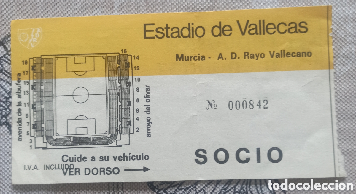 Coleccionismo deportivo: Entrada ticket futbol Rayo Vallecano Murcia 87-88 promoci&oacute;n o descenso
