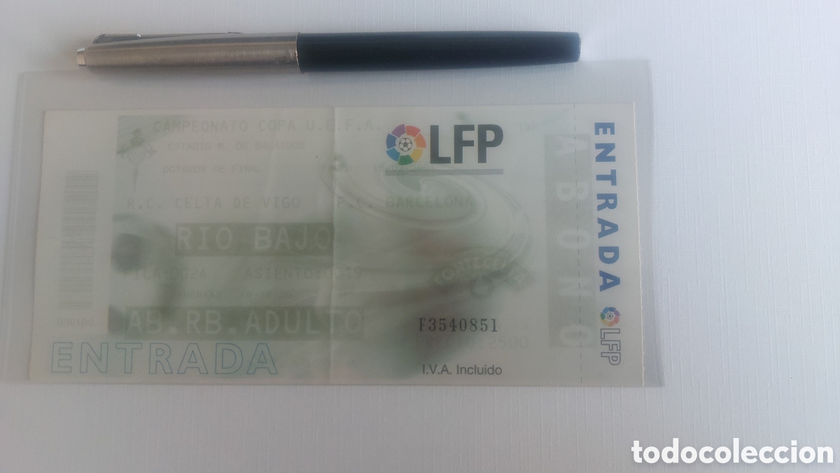 Coleccionismo deportivo: Entrada Ticket Celta de Vigo FC Barcelona UEFA 2000 2001 Balaidos