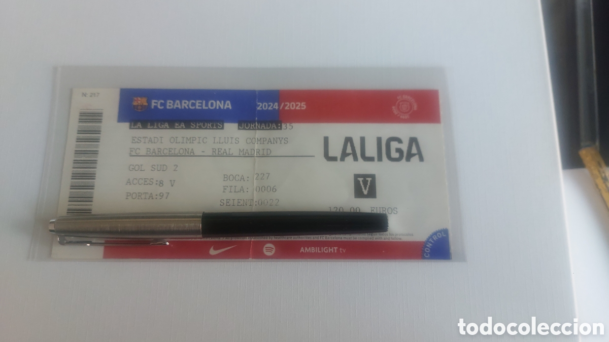 Coleccionismo deportivo: Entrada Ticket FC Barcelona 4 Real Madrid 3 2024 2025 Hat Trick Mbappe Debut V&iacute;ctor Mu&ntilde;oz Olimpic