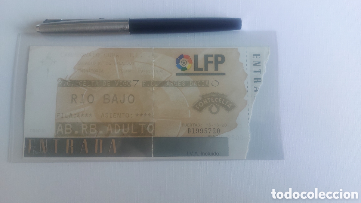 Coleccionismo deportivo: Entrada Ticket Celta de Vigo 7 Arges Dacia Ruman&iacute;a 0 1998 1999 UEFA