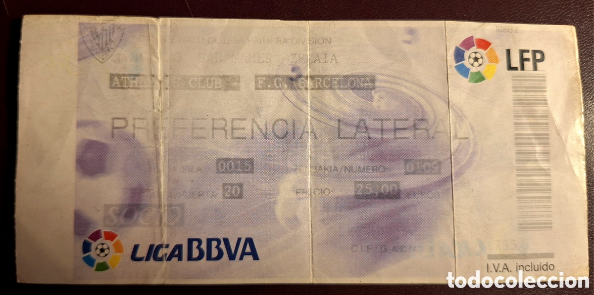 Coleccionismo deportivo: Entrada Athletic Bilbao Barcelona 2010 2011- 10/11