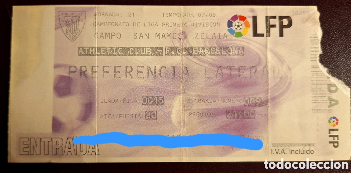 Coleccionismo deportivo: Entrada Athletic Bilbao Barcelona 2007 2008 debut Aitor Ramos
