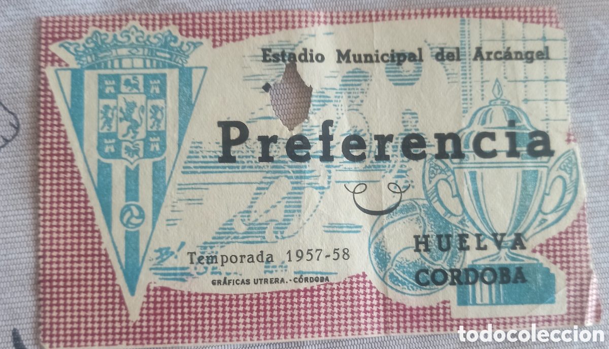 Coleccionismo deportivo: Entrada ticket futbol C&oacute;rdoba Recreativo Huelva 57 58