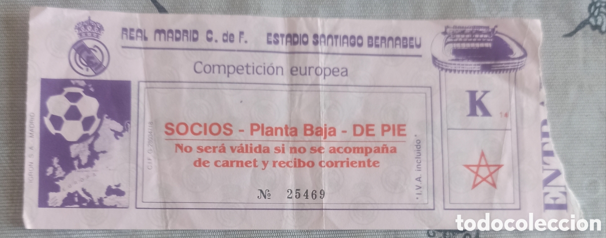 Coleccionismo deportivo: Entrada ticket futbol real Madrid bayern munich 86-87