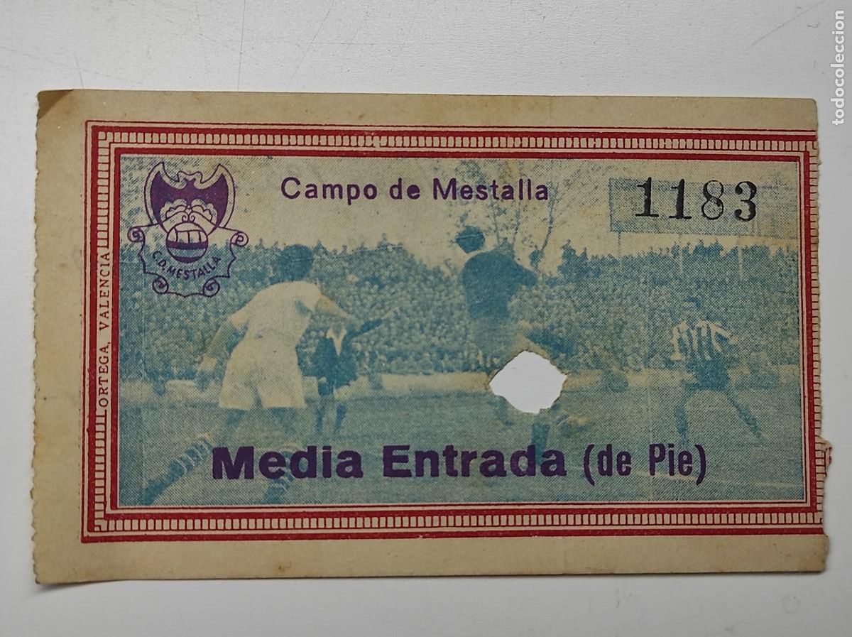 Coleccionismo deportivo: ENTRADA CAMPO DEL MESTALLA 15 MARZO 1952 - C. D. MESTALLA 1 - M&Aacute;LAGA 0