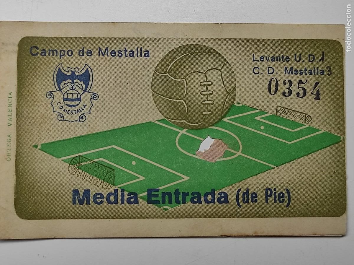 Coleccionismo deportivo: ENTRADA CAMPO DEL MESTALLA 17 FEBRERO 1952 - C. D. MESTALLA 3 - LEVANTE 1