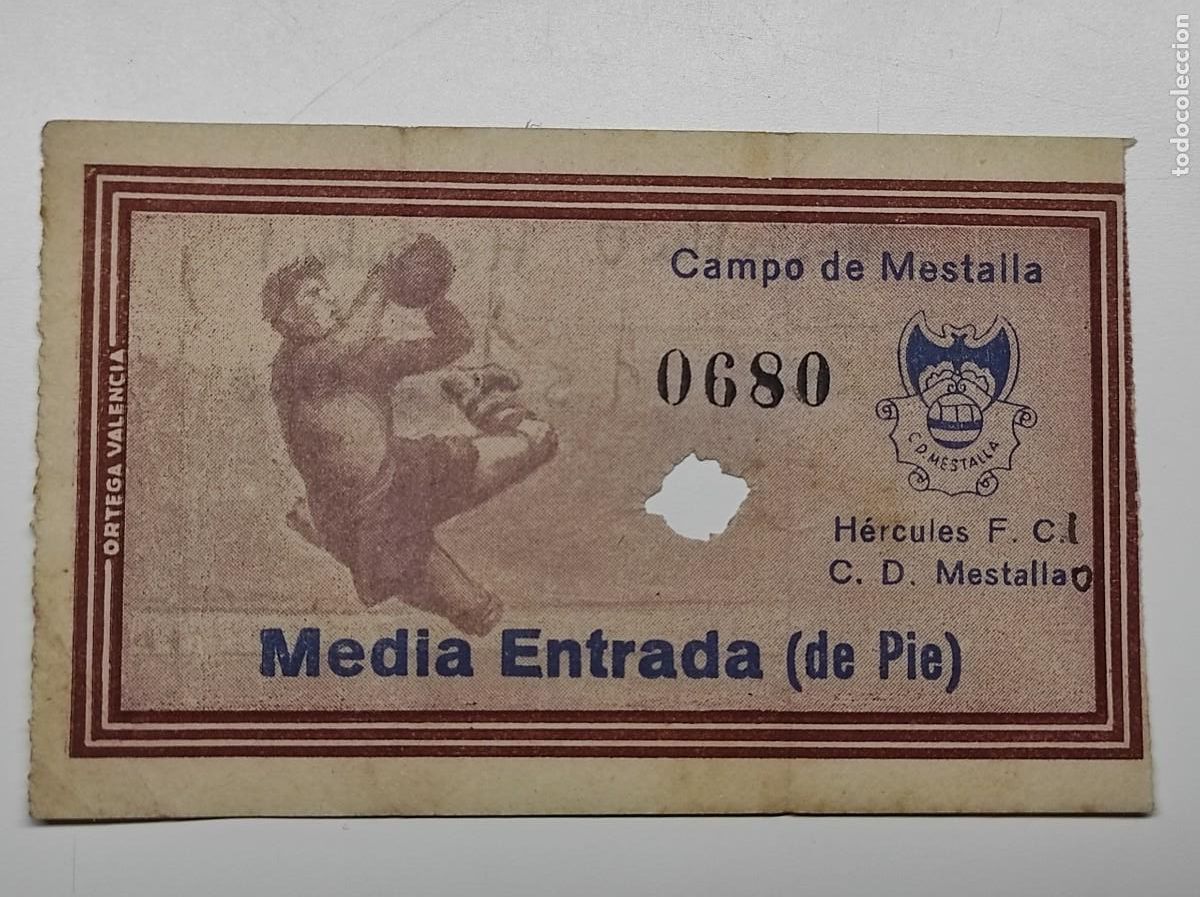 Coleccionismo deportivo: ENTRADA CAMPO DEL MESTALLA 5 ENERO 1952 - C. D. MESTALLA 0 - H&Eacute;RCULES 1