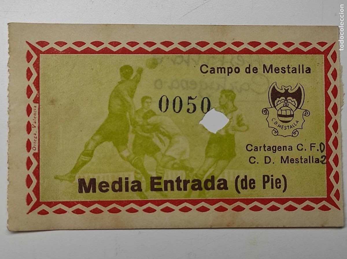 Coleccionismo deportivo: ENTRADA CAMPO DEL MESTALLA 1 DICIEMBRE 1951 - C. D. MESTALLA 2 - CARTAGENA C. F. 0